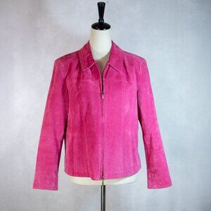 Coldwater Womens Creek Suede Leather Jacket Vintage Pink Size PL
